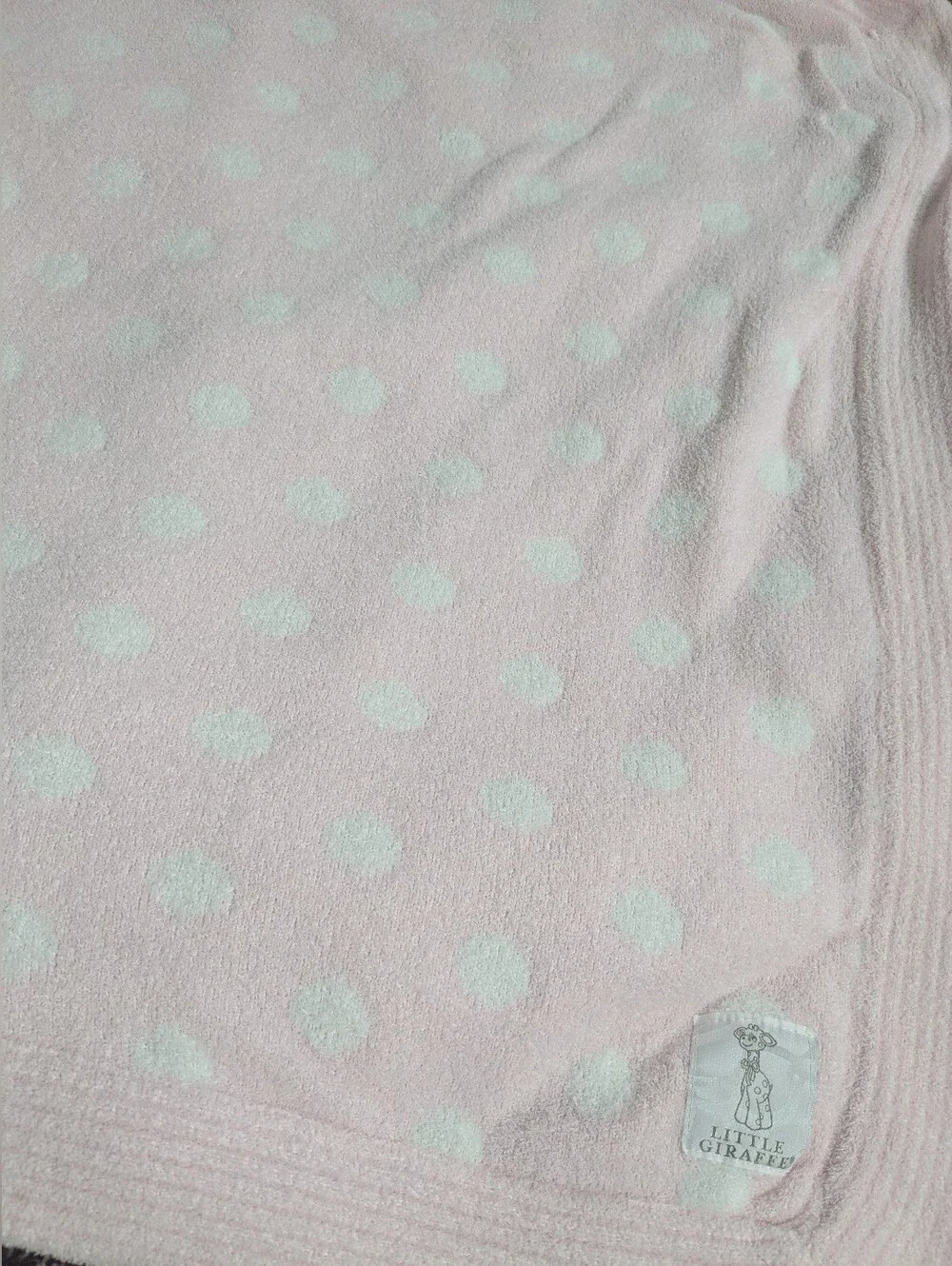 Little Giraffe Dolce Dot Chenille Blanket In Pink, Thick SILKY SOFT 30x34